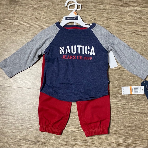 Nautica Baby Boy’s Jersey Raglan Tee Pant Set - Picture 1 of 2